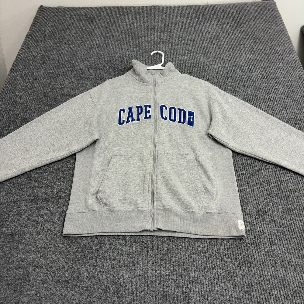 Cuffys of Cape Cod Sweatshirt Mens M Gray Cotton Full Zip Mock Neck Preppy
